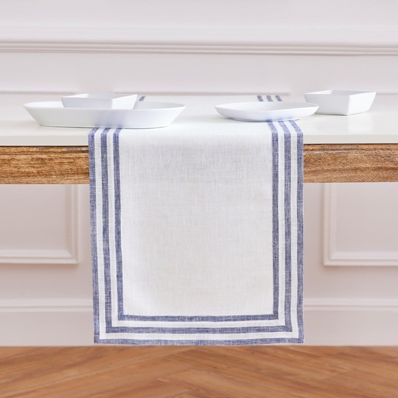 Solino Home Linen Table Runner – 100% Pure Linen Navy Table Runner 14 X 108 Mila - Picture 1 of 9